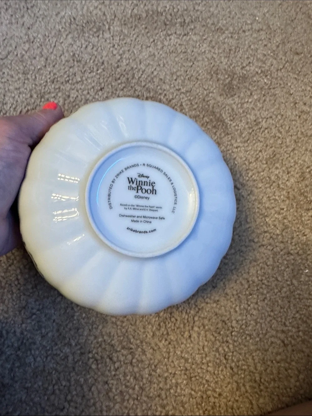 Disney White Winnie the Pooh & Piglet Ceramic Bowl